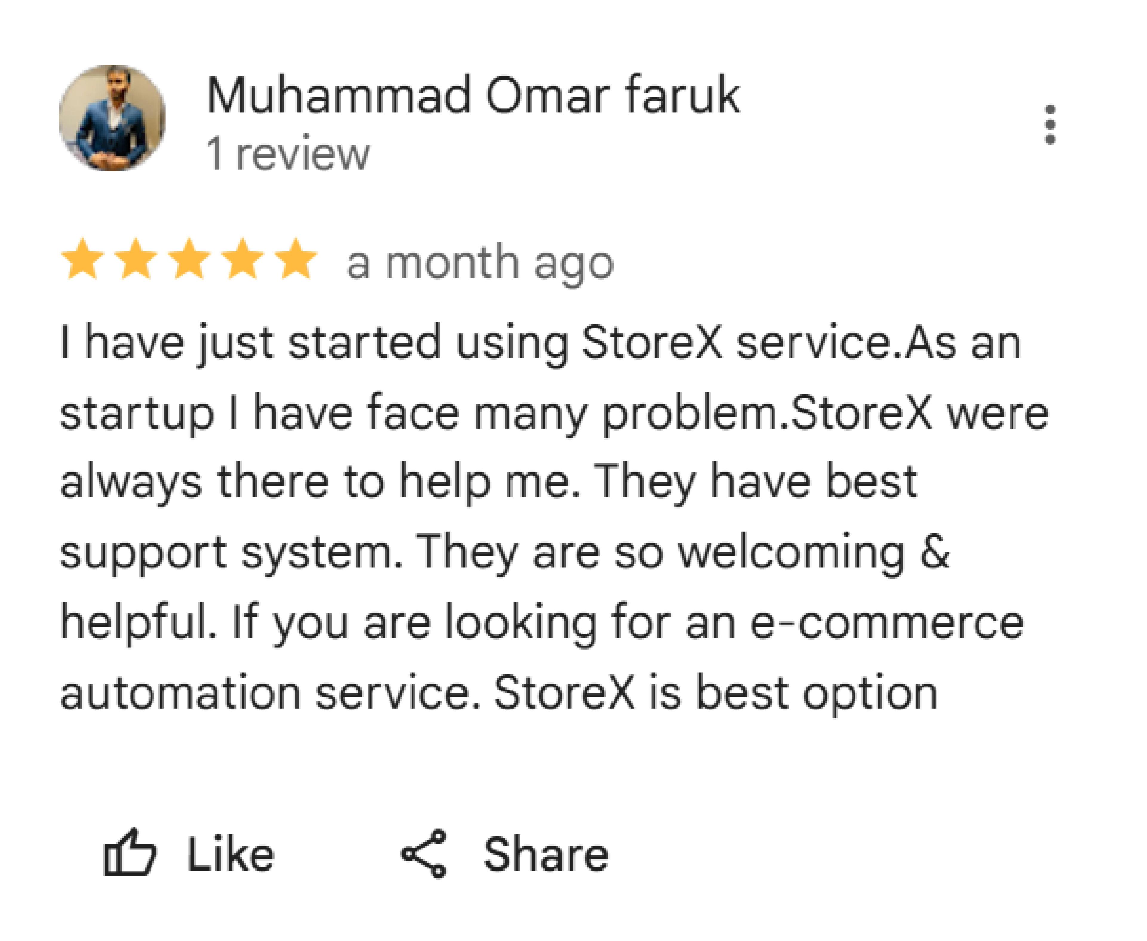 StoreX নিয়ে একজন গ্রাহকের রিভিউ